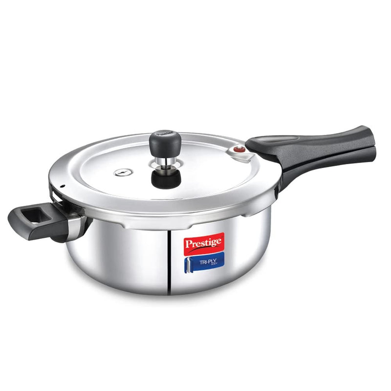 Prestige Svachh Triply Outer Lid Pressure Cooker with Unique Deep Lid 3.5 Litre Silver Stainless Steel