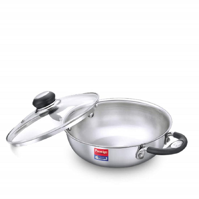 Prestige Tri-Ply Splendor Kadai with Glass Lid(20cm,1.6L Capacity)