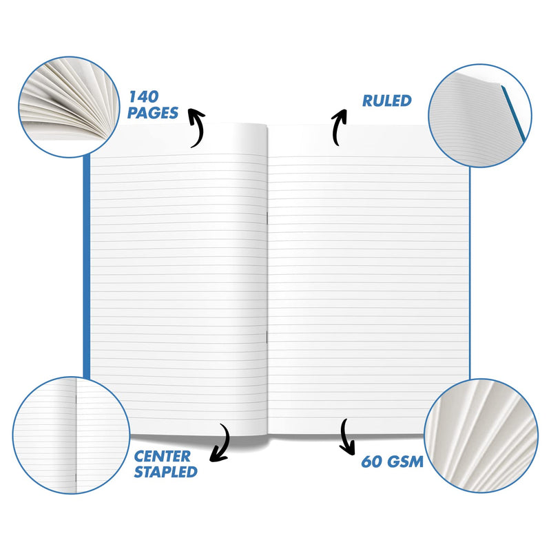 Classmate Pulse PP Cover Longbooks, A4 size, Single Line, 140 Pages (Pack of 6) Visit the Classmate Store