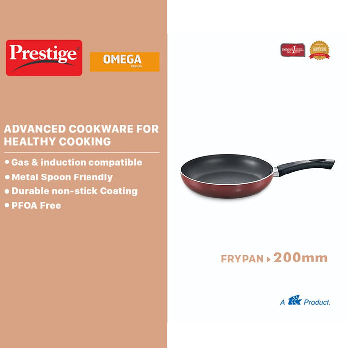 Prestige Omega Deluxe Fry Pan 200 mm (Aluminium, Red)