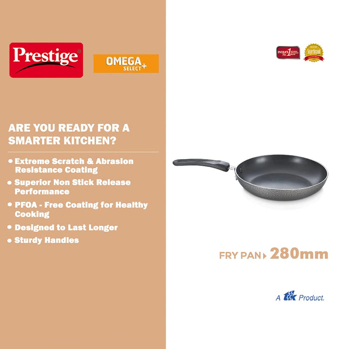 Prestige Aluminium Omega Select Plus Non-Stick Fry Pan, 28cm, Black