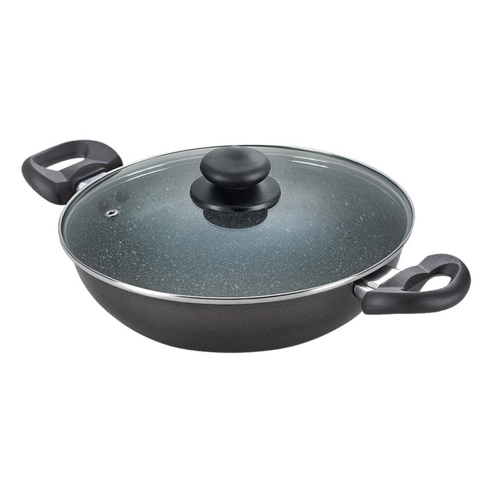 Prestige Omega Deluxe Granite Kadai | 3.25 L | Black