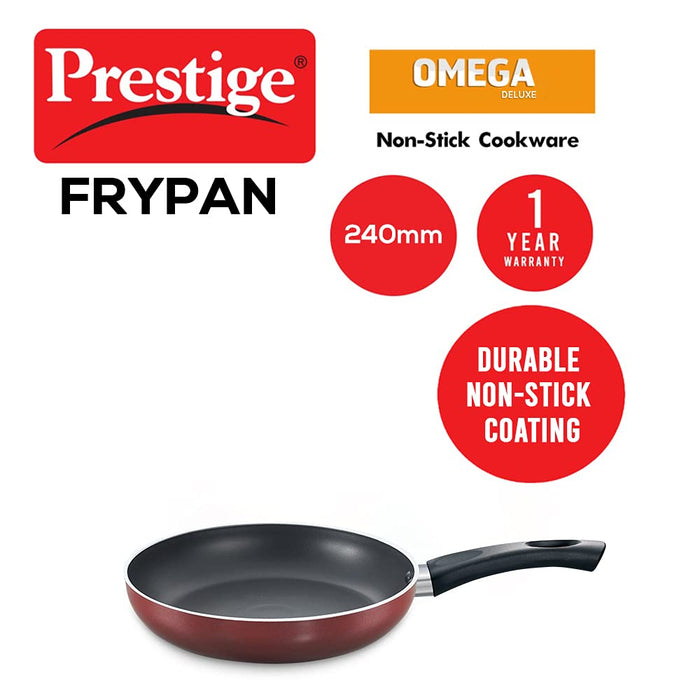 Prestige OMG DLX Sleeve Induction Base Non-Stick Aluminium Fry Pan, 24cm, Red