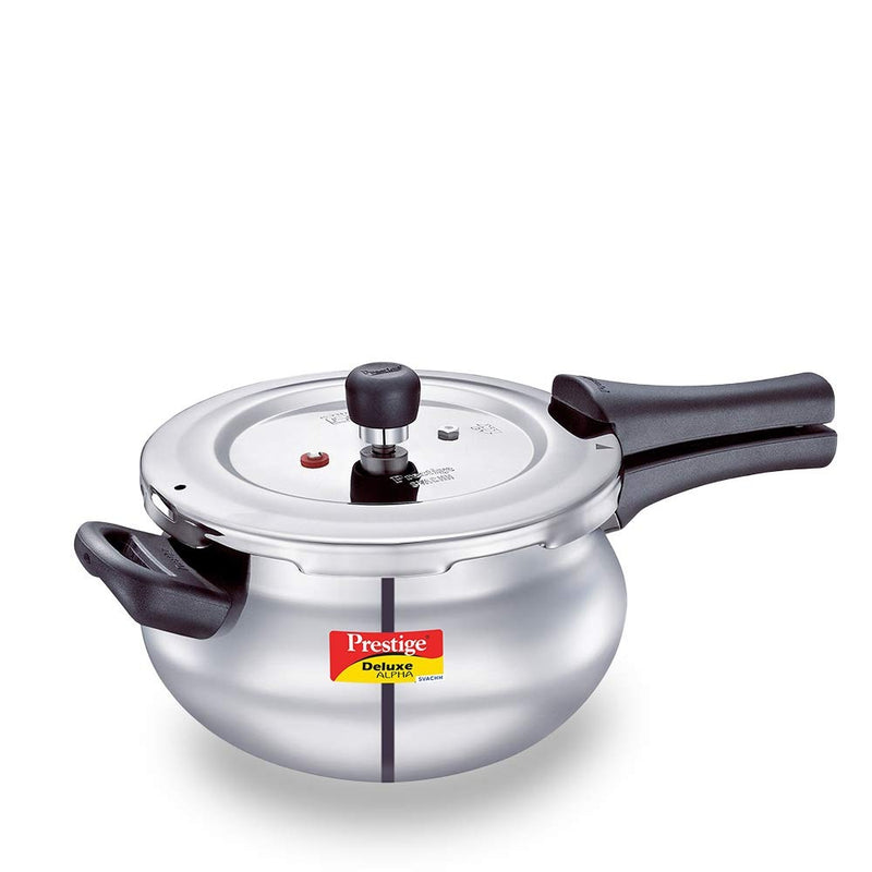 Prestige svachh alpha junior handi 4 litre with deep lid for spillage control stainless steel silver outer lid