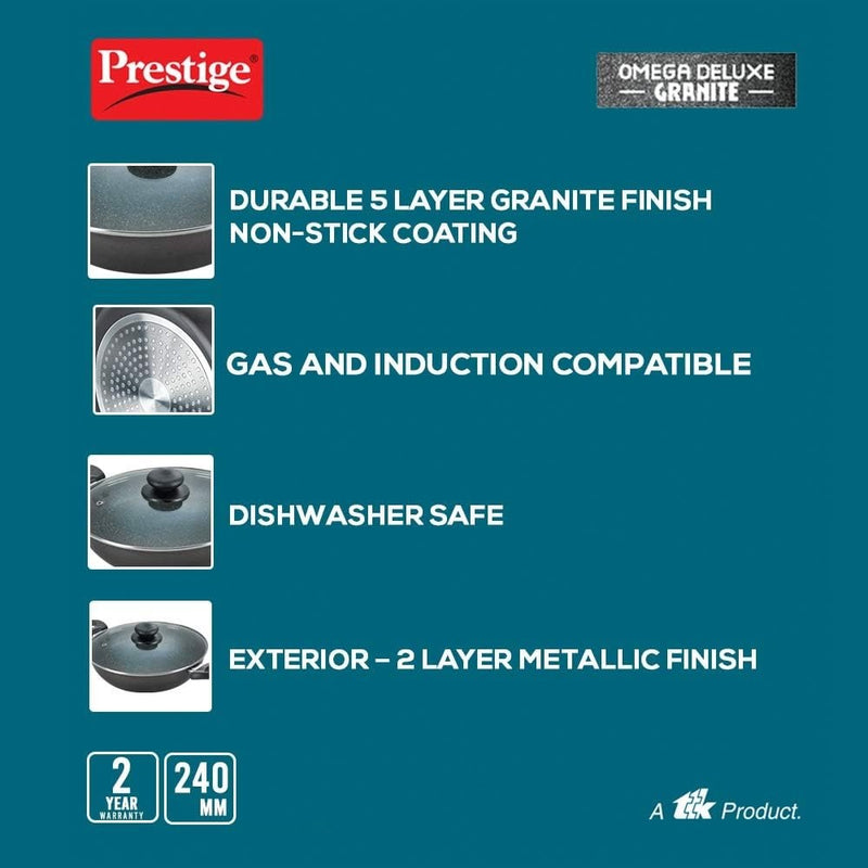 Prestige Omega Deluxe Non-Stick Kadhai | 2.4 litres