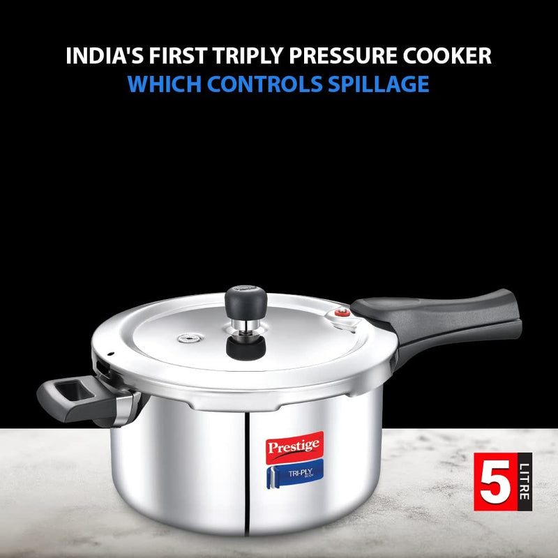 Prestige svachh triply 5 litre silver outer lid pressure cooker aluminium