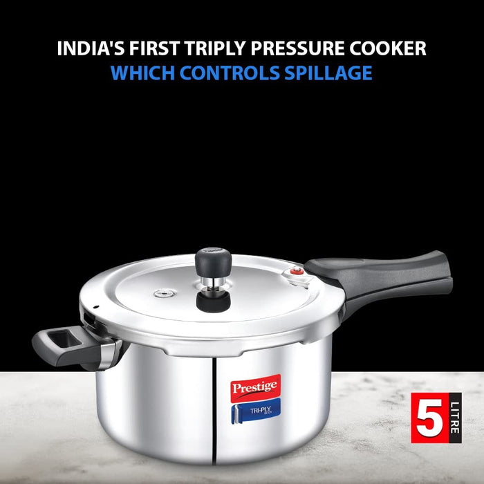 Prestige Svachh Triply 5 Litre, Silver Outer Lid Pressure Cooker (Aluminium) | Eachdaykart