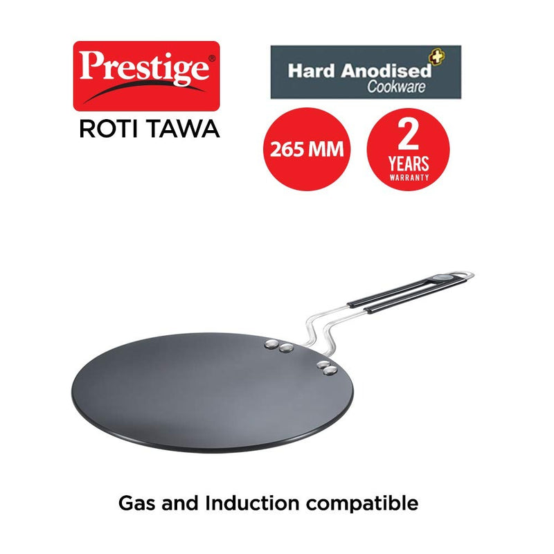 Prestige Harteloxiertes Plus Roti/Chapati Tawa (Aluminium) | Breite Basis mit 26,5 cm 