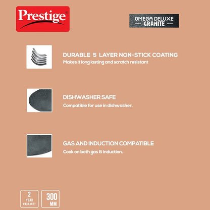 Prestige Omega Deluxe Granite 30cm Non-Stick Dosa Tawa