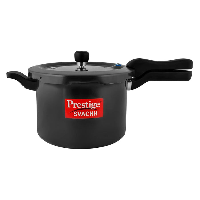 Prestige 5 Litres Svachh Induction Base Outer Lid Hard Anodized Pressure Cooker | Deep lid Spillage Control | Black | Anti-Bulge Base | Controlled Gasket Release System | Cool Touch Weight | Eachdaykart