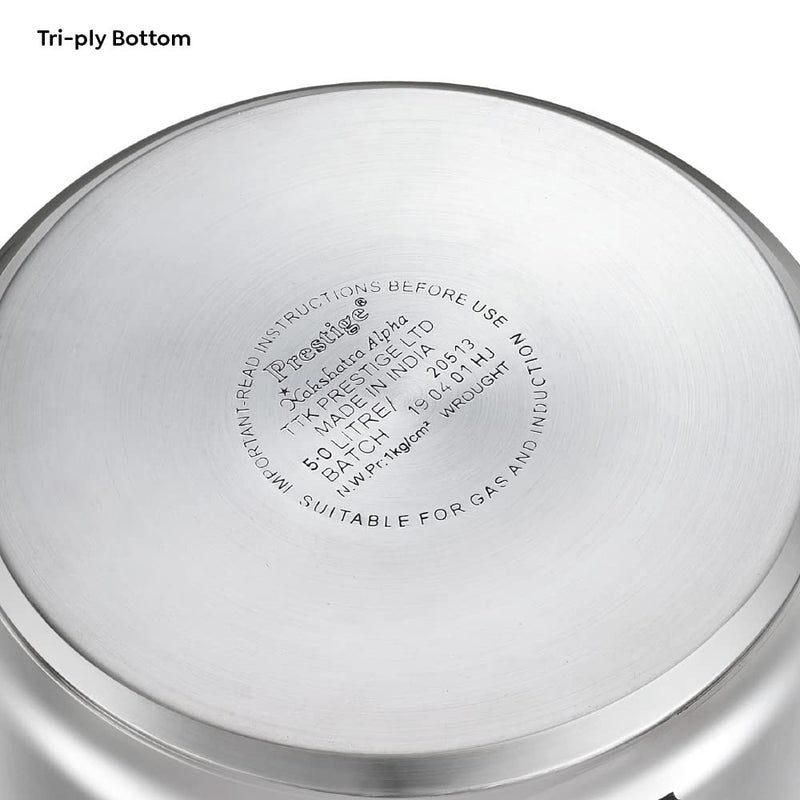 Prestige Nakshatra Essential Svachh Stainless Steel Pressure Cooker (3L, Silver, Tri-Ply Bottom, Inner Lid)