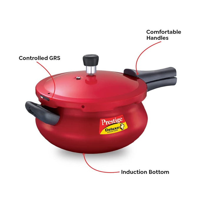 Prestige Deluxe Plus Aluminium Outer Lid Mini Pressure Handi, 5 Litre, Red| Eachdaykart