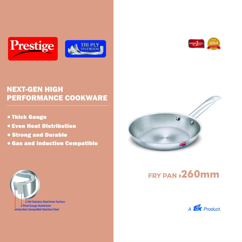 Prestige Tri-Ply Splendor 26 cm Stainless Steel Fry Pan Without Lid