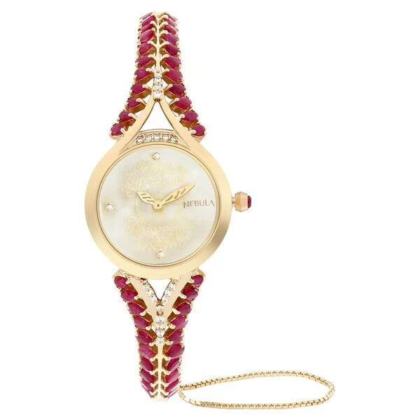 Titan Nebula Jewels 18k Gold Analog with Diamonds and Rubies Watch for Women