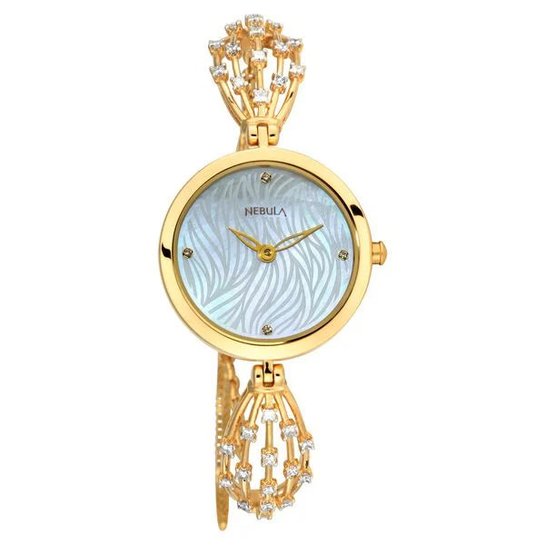 Titan Nebula Ashvi 18k Gold Analog with Princess-cut Diamond Bracelet Watch for Women