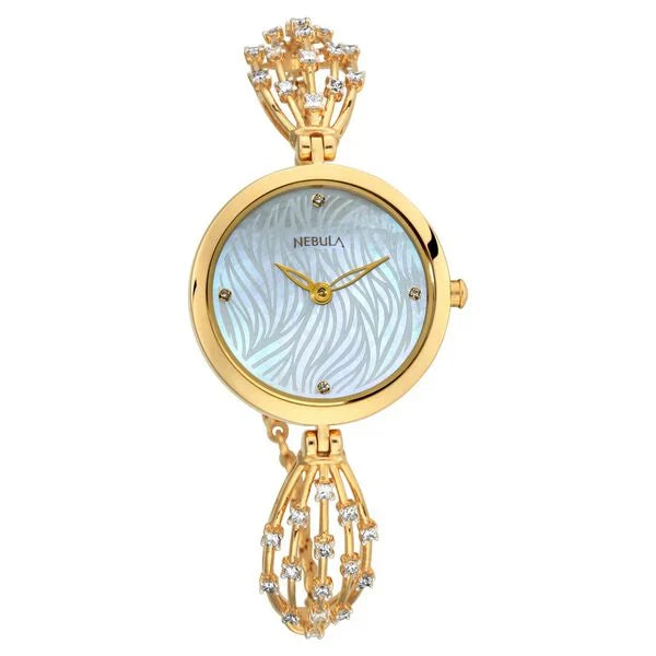 Titan Nebula Ashvi 18k Gold Analog with Princess-cut Diamond Bracelet Watch for Women