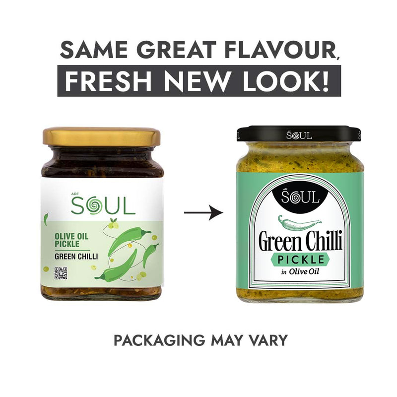 Soul Green Chilli Pickle in Olive Oil 265 Grams - A Spicy Fusion Infused with Premium Olive Oil