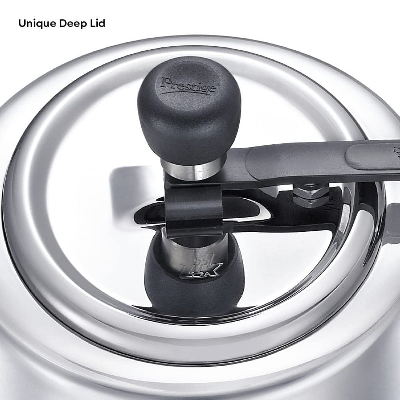 Prestige Nakshatra Essential Svachh Stainless Steel Pressure Cooker (5L, Silver, Tri-Ply Bottom, Inner Lid)