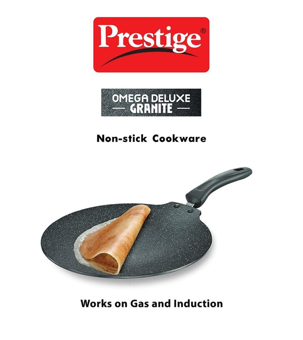 Prestige Omega Deluxe Granite Flat Dosa Tawa | Black | 28 cm