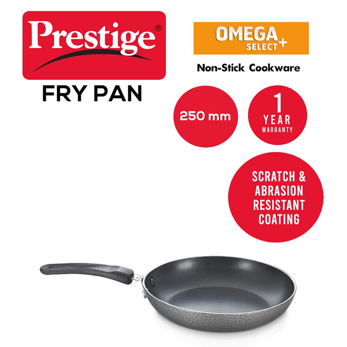 Prestige Omega Select Plus Non-Stick Aluminium Fry Pan, 25cm, Black