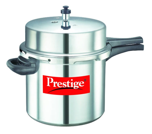Prestige 12 Litres Popular Outer Lid Aluminium Pressure Cooker | Silver | Metallic Safety Plug | Gasket Release System | Durable Handles | Eachdaykart