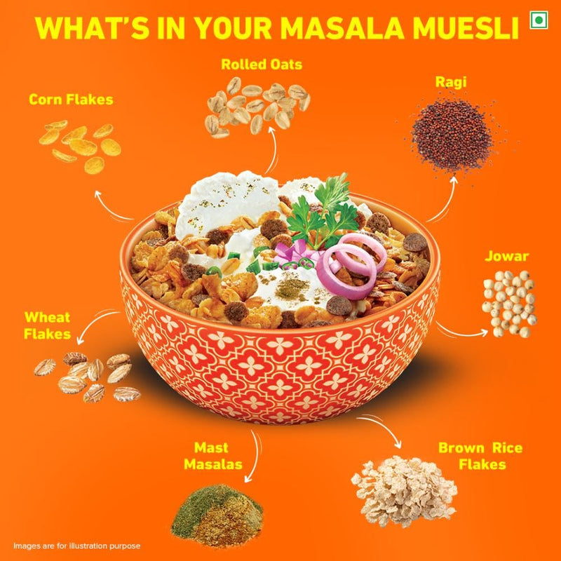 Tata Soulfull Masala Muesli Mast Masala 500g High Fibre Trans Fat-Free Breakfast