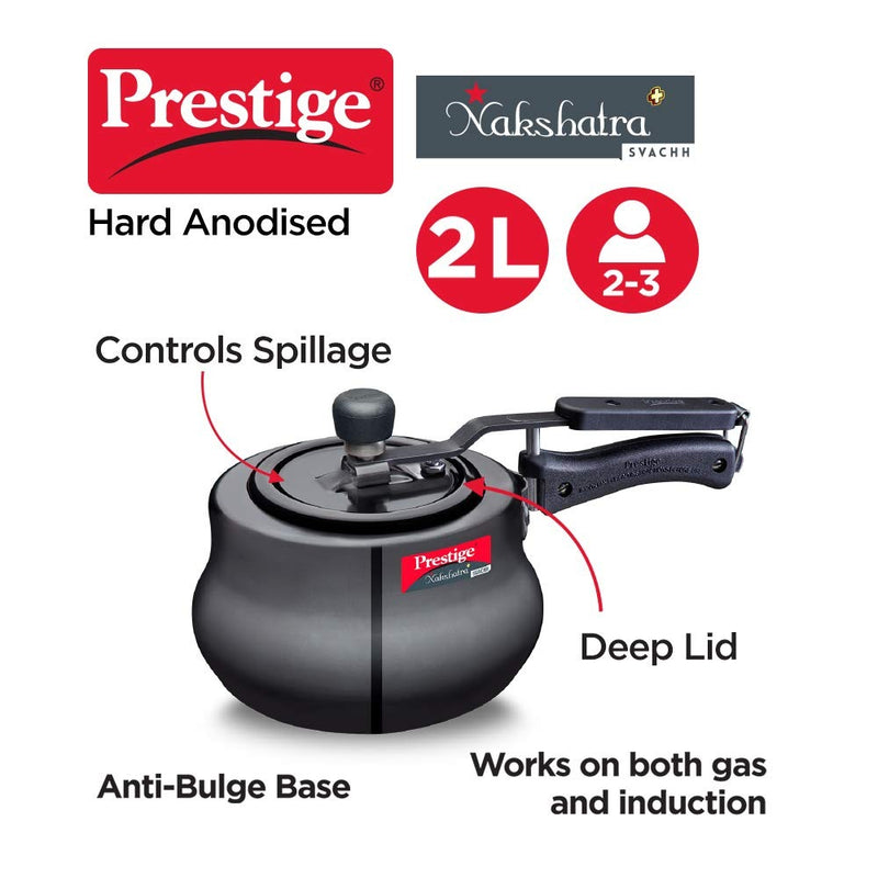 Prestige 2 litres svachh induction base inner lid hard anodised handi