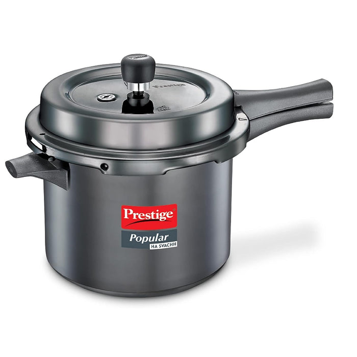 Prestige Popular Svachh Hard Anodised Outer Lid Pressure Cooker (5.0 L, Black, Deep Lid-Controls Spillage), 5 Liter | Eachdaykart