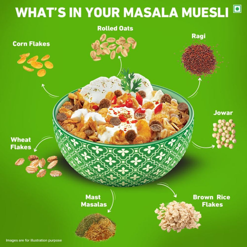 Tata Soulfull Masala Muesli Teekha Twist 500g High Fibre Trans Fat-Free Breakfast