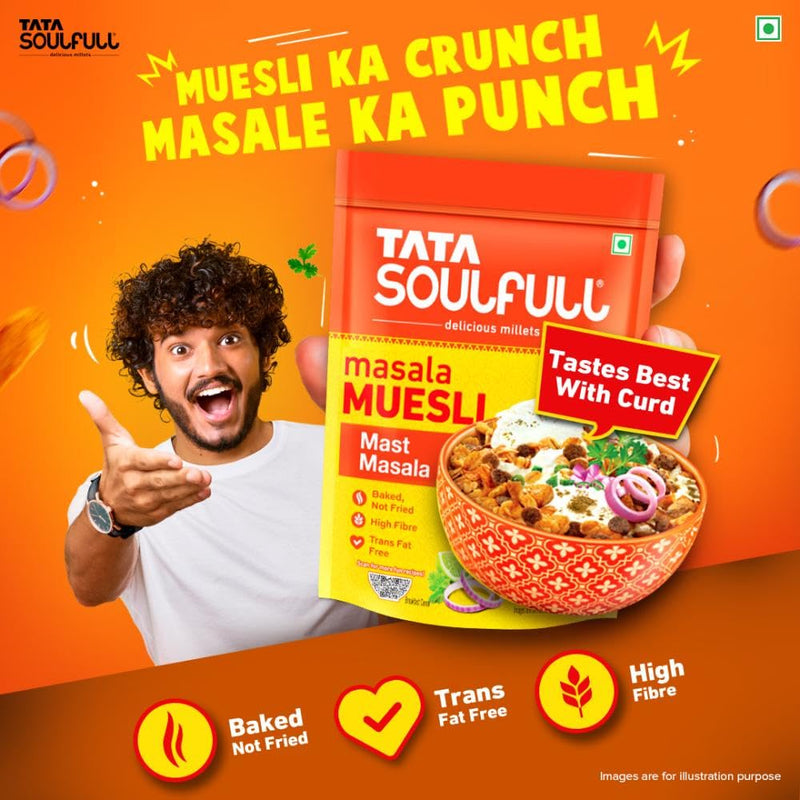Tata Soulfull Masala Muesli Mast Masala 500g High Fibre Trans Fat-Free Breakfast