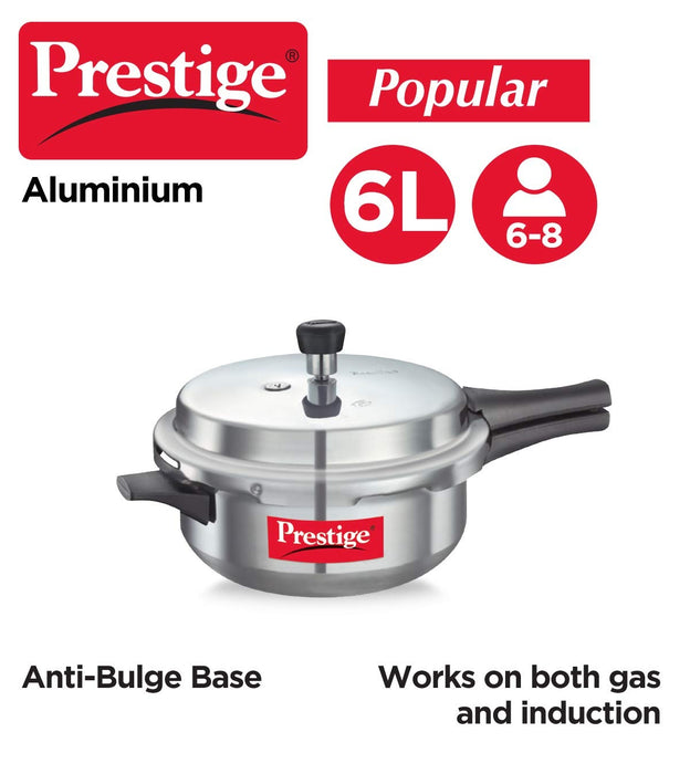 Prestige Popular Virgin Aluminium Senior Deep Pan Outer Lid Pressure Cooker, 6 L (Silver) | Eachdaykart