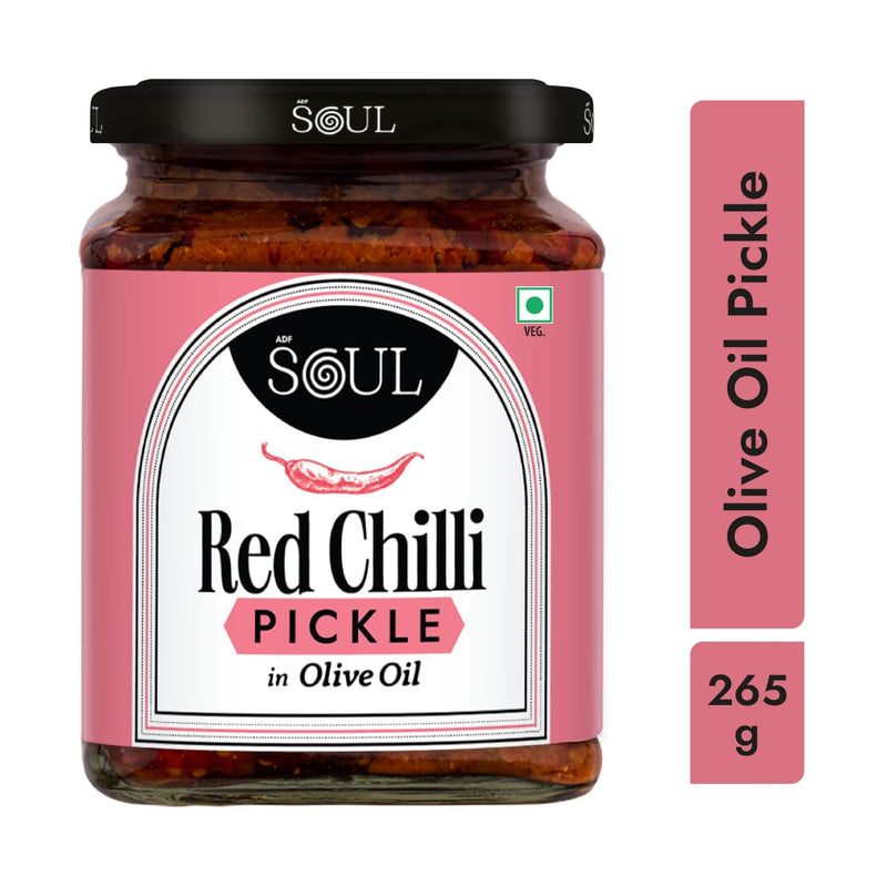 Soul Red Chilli Pickle in Olive Oil 265 Grams - A Fiery Fusion Infused with Premium Olive Oil
