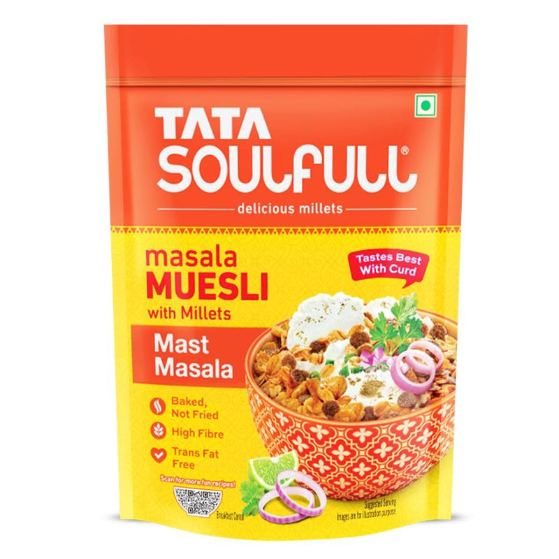 Tata Soulfull Masala Muesli Mast Masala 500g High Fibre Trans Fat-Free Breakfast
