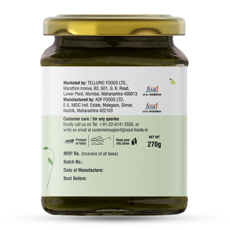 Soul Mint Chutney in Olive Oil 270 Grams - Refreshing Blend for Vibrant Flavors