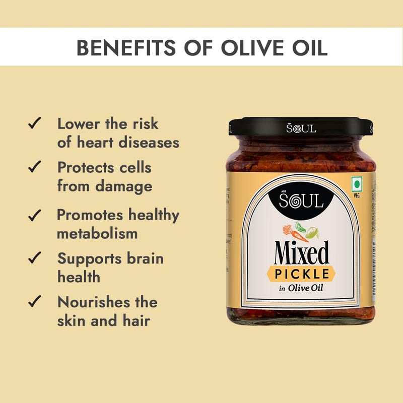 Soul Mixed Pickle in Olive Oil 275 Grams - A Diverse Fusion Infused with Premium Olive Oil