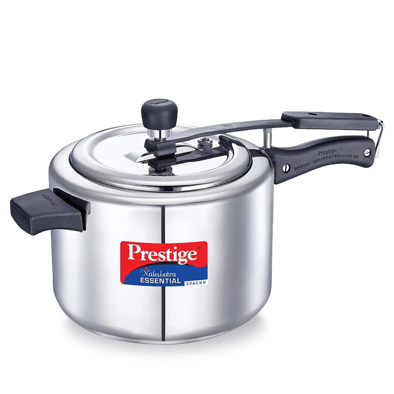 Prestige Nakshatra Essential Svachh Stainless Steel Pressure Cooker (5L, Silver, Tri-Ply Bottom, Inner Lid)
