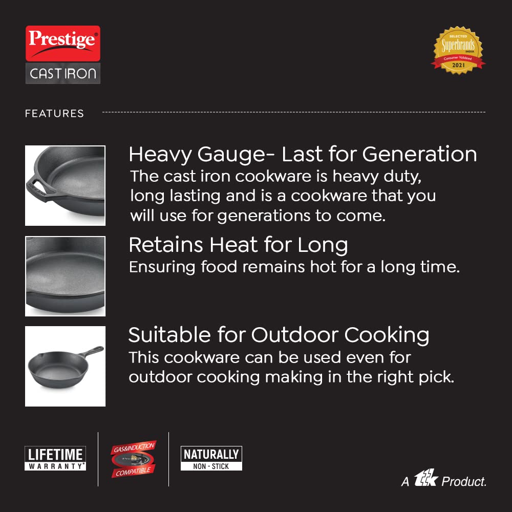 Prestige Cast Iron Fry Pan, 250 mm (Black)