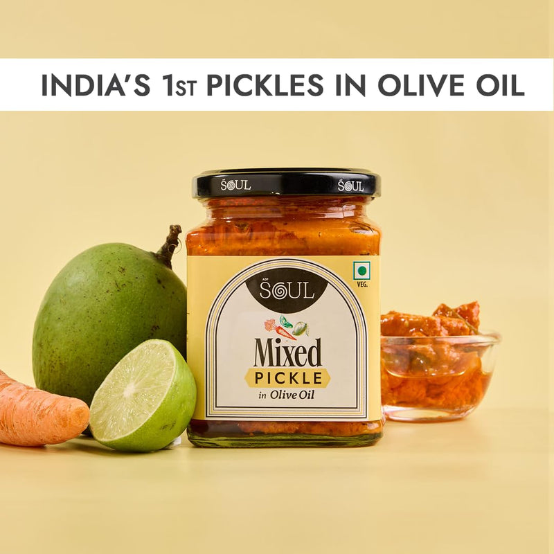 Soul Mixed Pickle in Olive Oil 275 Grams - A Diverse Fusion Infused with Premium Olive Oil