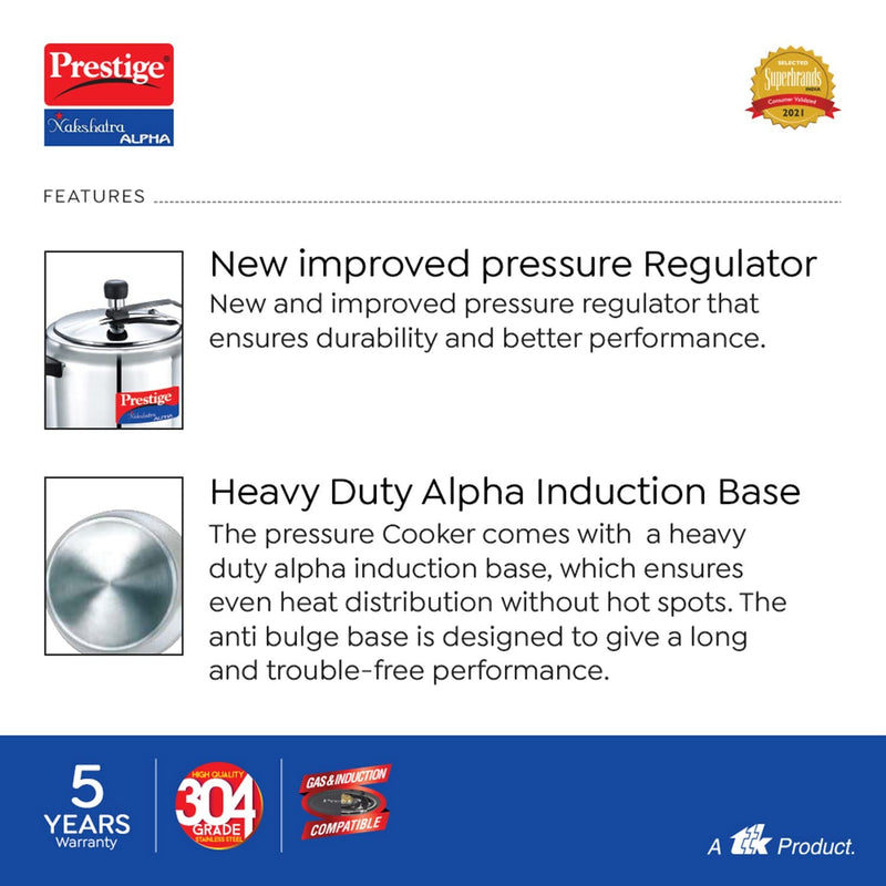 Prestige Nakshatra Alpha Stainless Steel Inner Lid Pressure Cooker 7 Litres