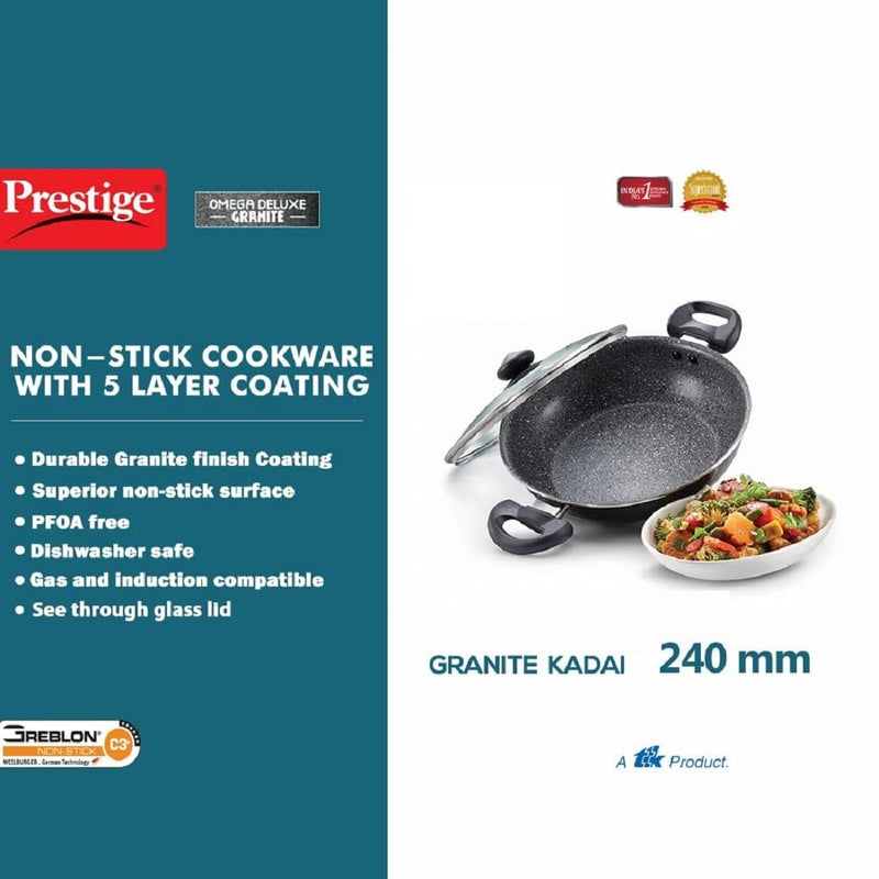 Prestige Omega Deluxe Non-Stick Kadhai | 2.4 litres