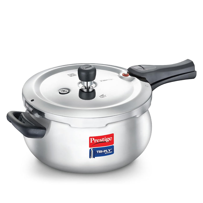 Prestige Stainless Steel Svachh Tri-Ply Handi Pressure Cooker 5 Litre, 5 Liter,Silver | Eachdaykart