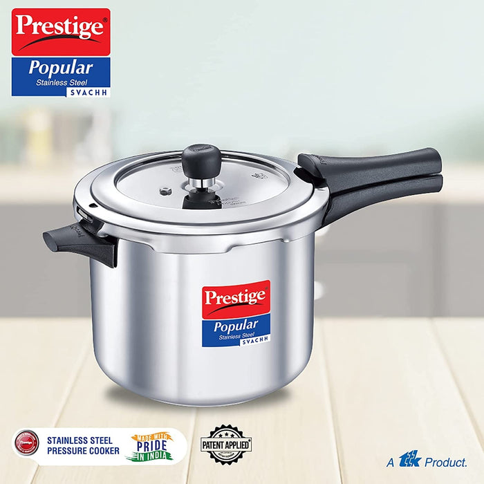 Prestige Popular Svachh Stainless Steel Outer Lid Pressure Cooker 2.0 L, 2 Liter | Eachdaykart