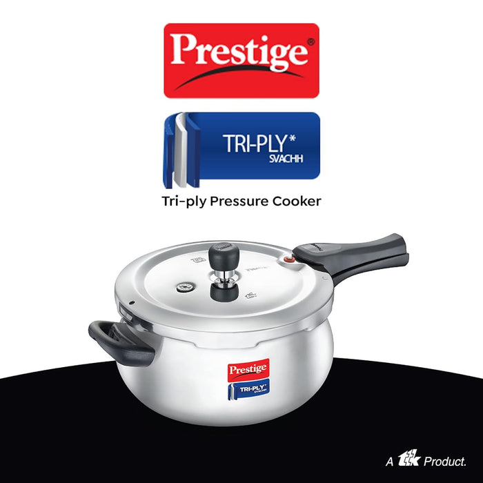 Prestige Stainless Steel Svachh Tri-Ply Handi Pressure Cooker 3 Litre, 3 Liter,Silver | Eachdaykart