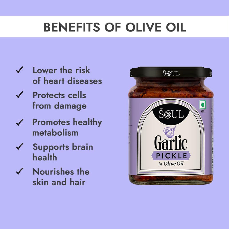 Soul Garlic Pickle in Olive Oil 275 Grams - A Flavorful Blend of Garlic Infused in Premium Olive Oil