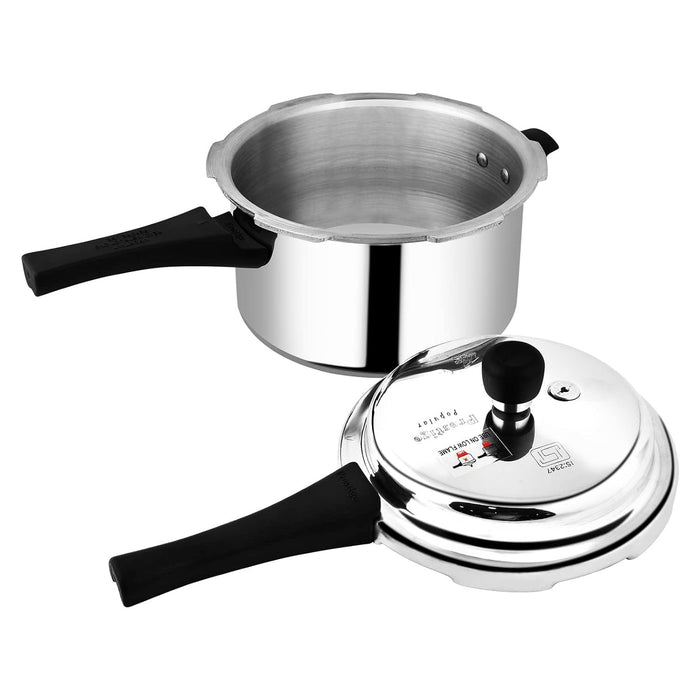 Prestige Popular Virgin Aluminium Precision Weight Valve Outer Lid Pressure Cooker, 3 L (Silver)