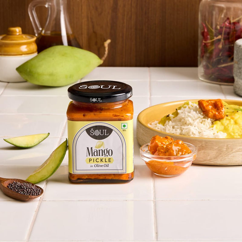 Soul Mango Pickle in Olive Oil 265 Grams - A Tangy Delight Made with Olive Oil