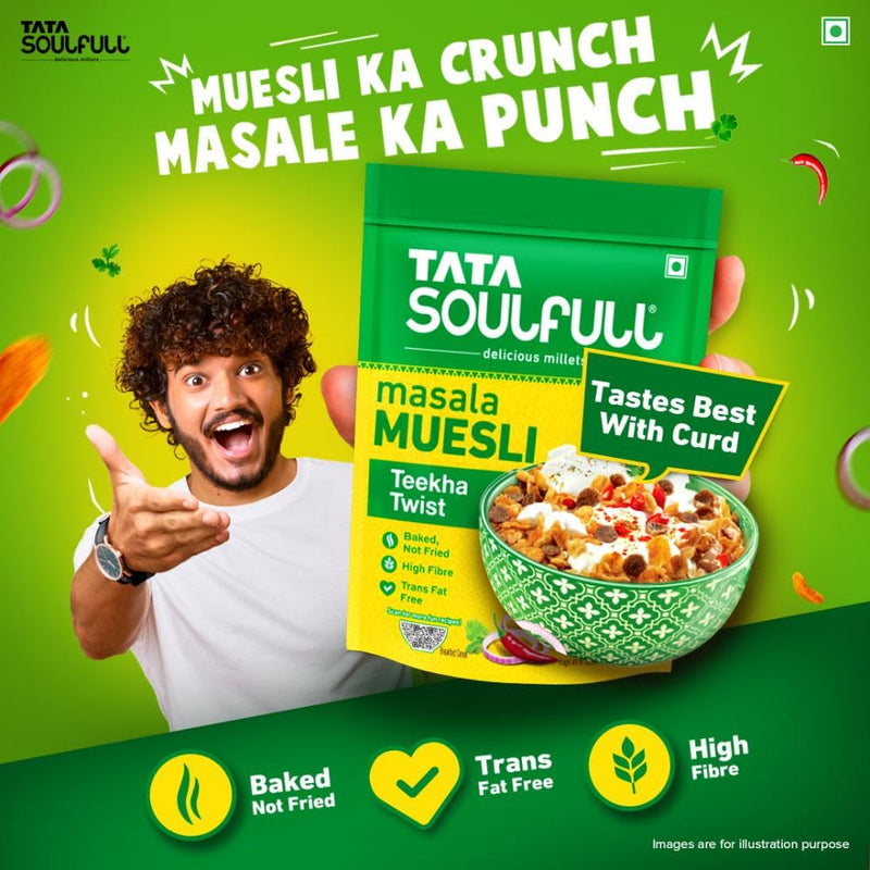 Tata Soulfull Masala Muesli Teekha Twist 500g High Fibre Trans Fat-Free Breakfast