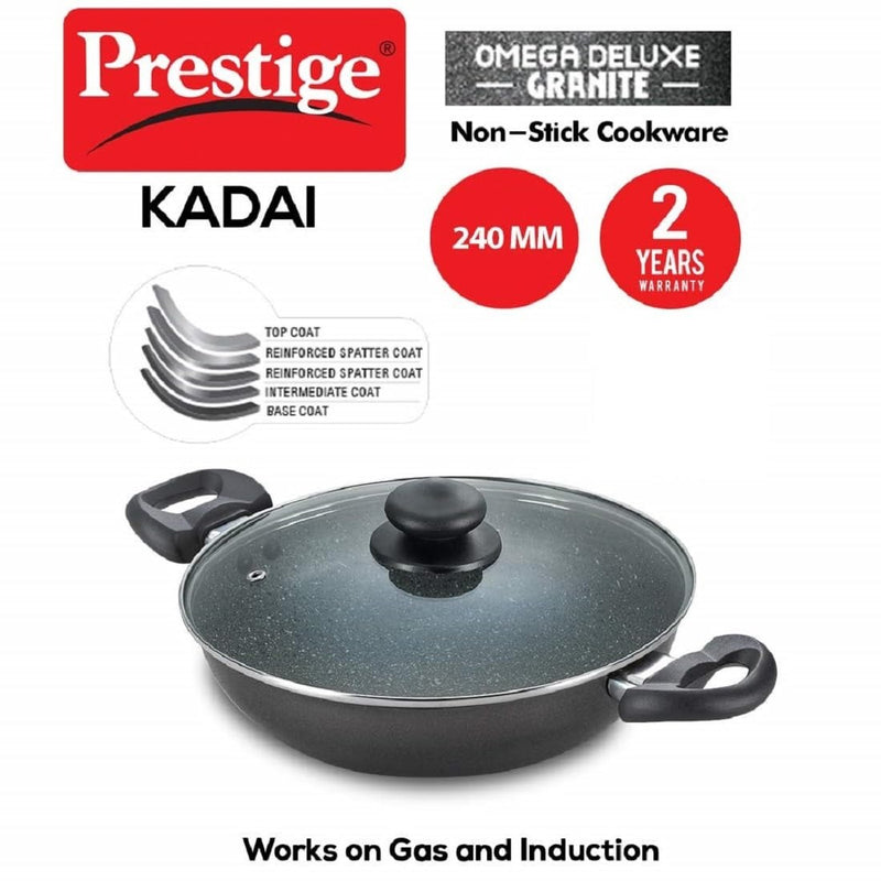 Prestige Omega Deluxe Non-Stick Kadhai | 2.4 litres