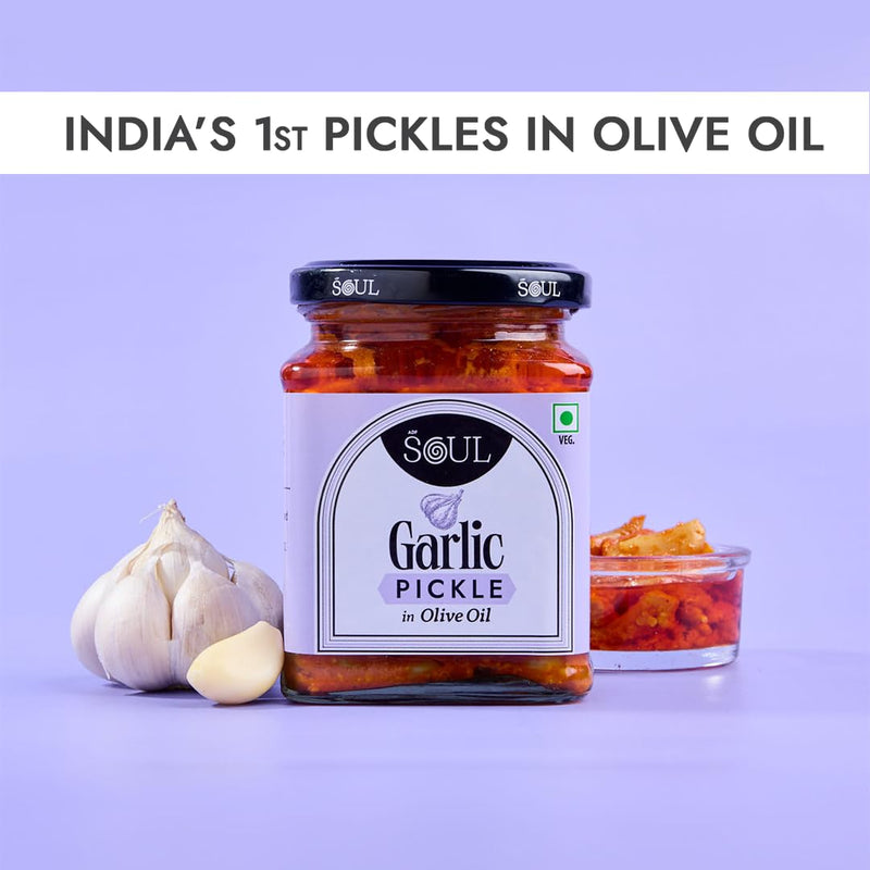 Soul Garlic Pickle in Olive Oil 275 Grams - A Flavorful Blend of Garlic Infused in Premium Olive Oil
