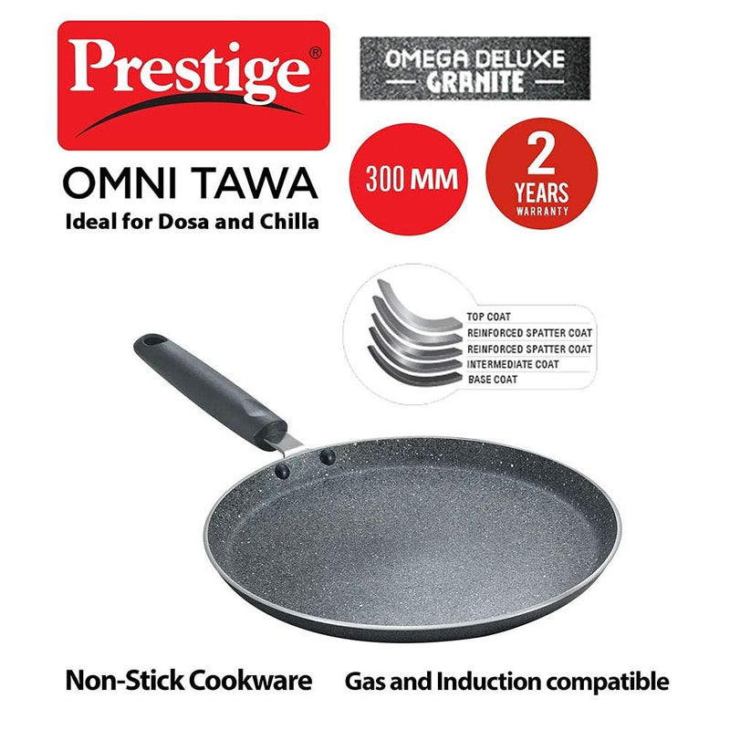 Prestige Omega Deluxe Granite Dosa Tawa | Black | 30cm